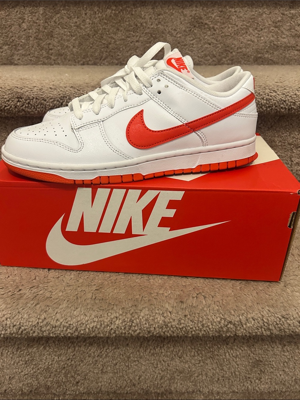 Nike White and Red Low-Profile Dunk RETRO